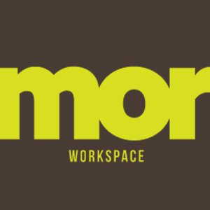 Mor Workspace Logo with green font and dark background